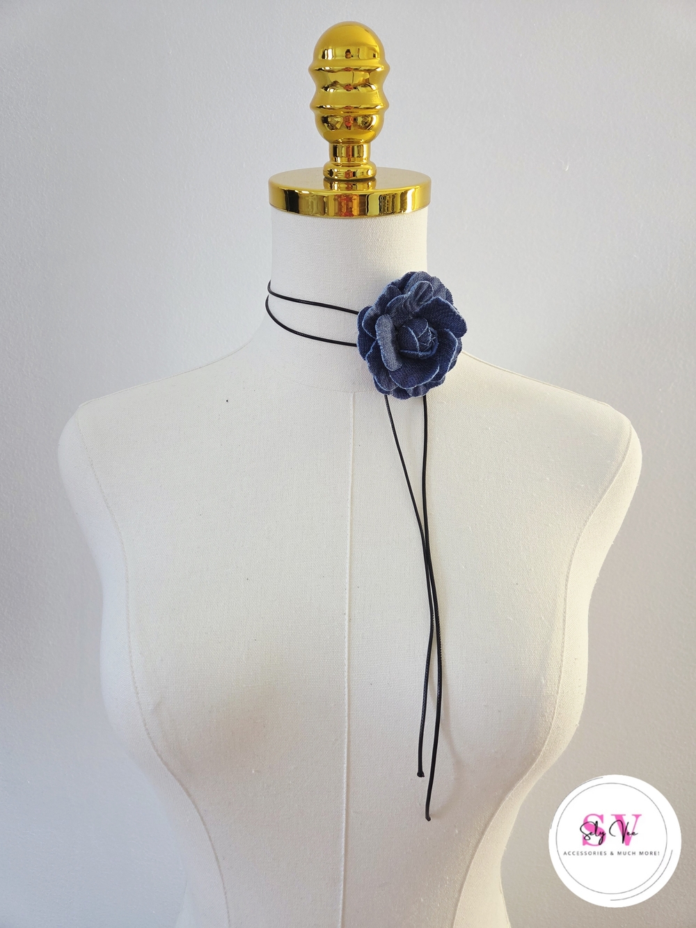 Denim Flower Choker